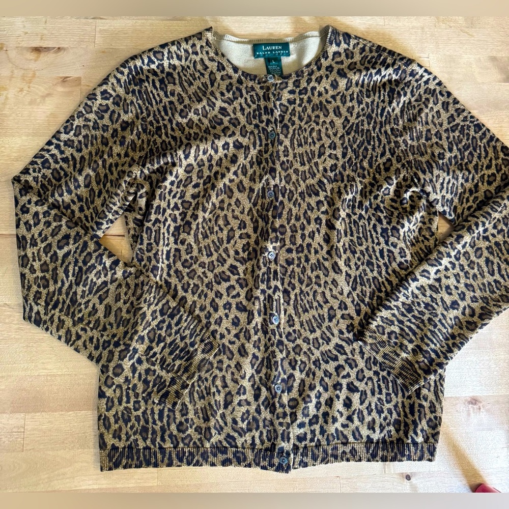 Lauren Ralph Lauren Leopard Print Cardigan